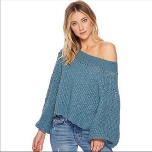 Free People | Oversized Blue Knitted Sweater